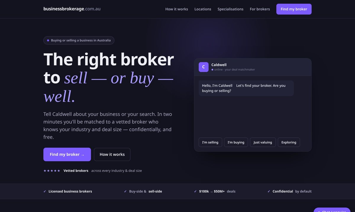 Business brokerage website we built